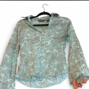Eddie Bauer Light Blue Paisley Blouse